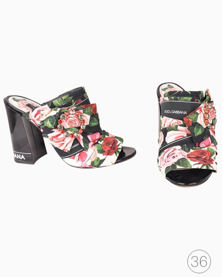 Sandália Dolce & Gabbana Original Floral Fabric Crystal feminina